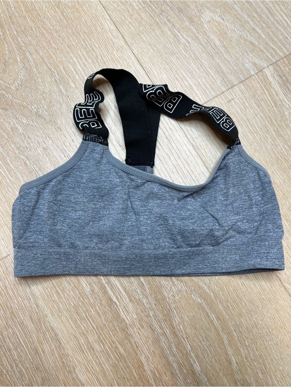 Bebe Girls, Gray & Black Racerback Sports Bra, Size Medium